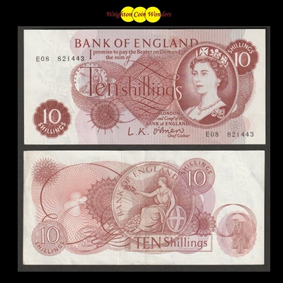 1961 Bank of England Ten Shilling Note (E08)